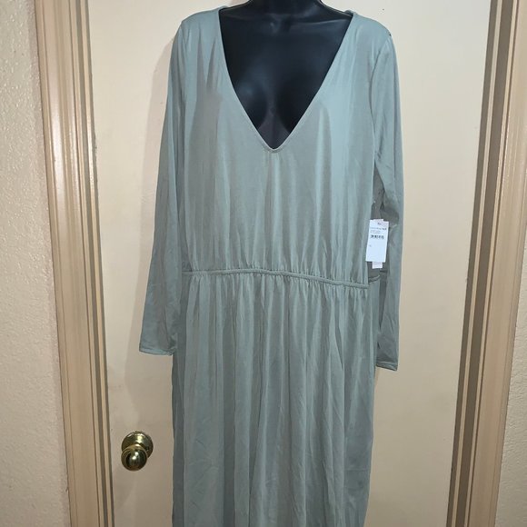 ABOUND OLIVE BURNT SZ 3X V-NECK LONG SLEEVE DRESS - Picture 5 of 8